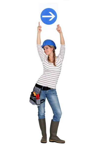 Happy worker diverting traffic — Stock Photo, Image