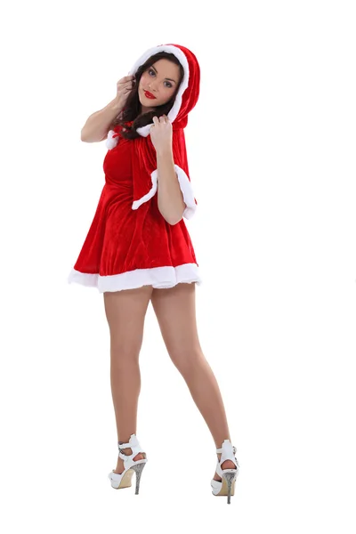 Woman in a Santa suit — Stock Photo, Image