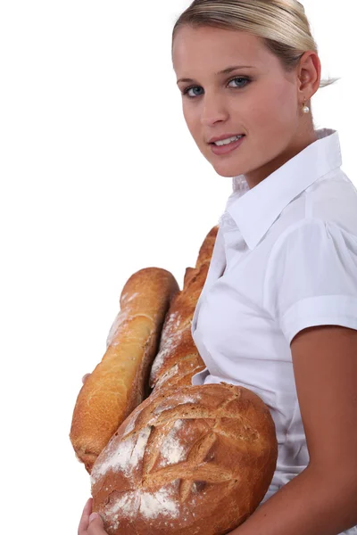 Panadero femenino sobre fondo blanco —  Fotos de Stock