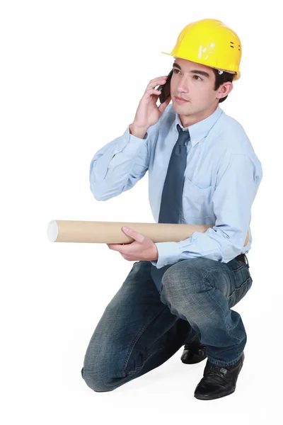 A young architect over the phone. — Stock Photo, Image