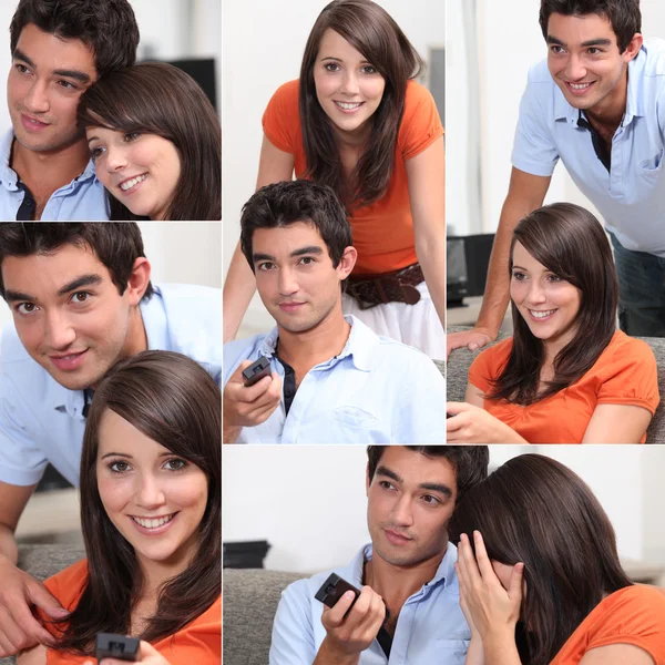 Various shots of a couple watching television — Stock Photo, Image