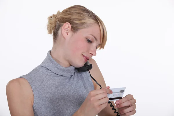 stock image Woman telephone shopping