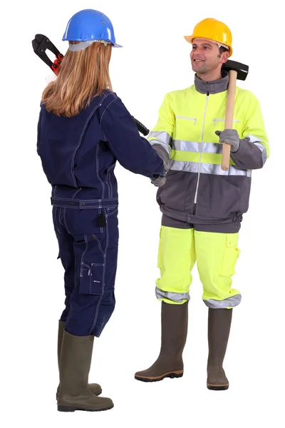 Drżenie rąk pracowników budowlanych — Zdjęcie stockowe