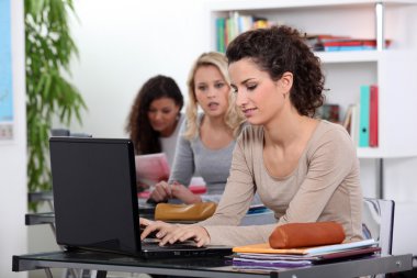 Girls in a classroom clipart