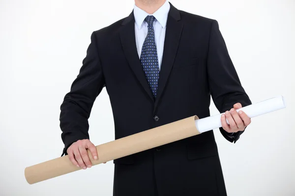 Architect with sheath in hands — Stock Photo, Image