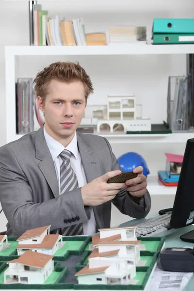 An architect working in his office — Stock Photo, Image