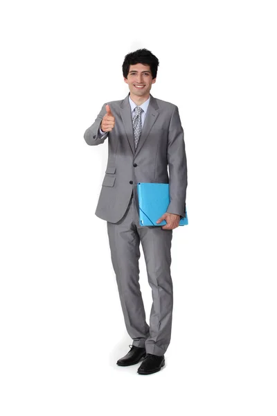 Retrato de um homem de negócios dando o polegar para cima — Fotografia de Stock