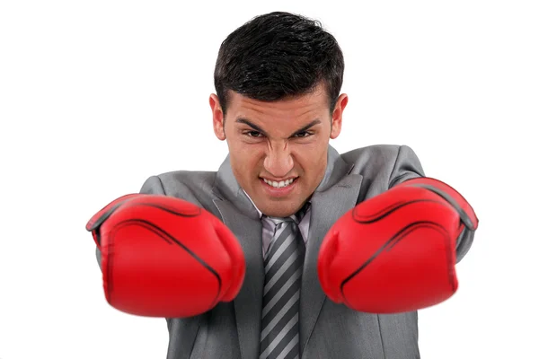 Men dressed in boxing gloves — Stock Photo, Image