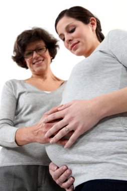 Pregnant woman and her mother clipart