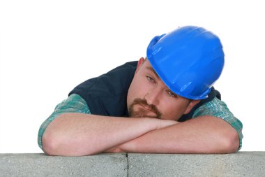 Bored tradesman at work clipart