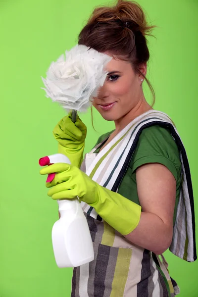 Senhora da limpeza glamourosa — Fotografia de Stock