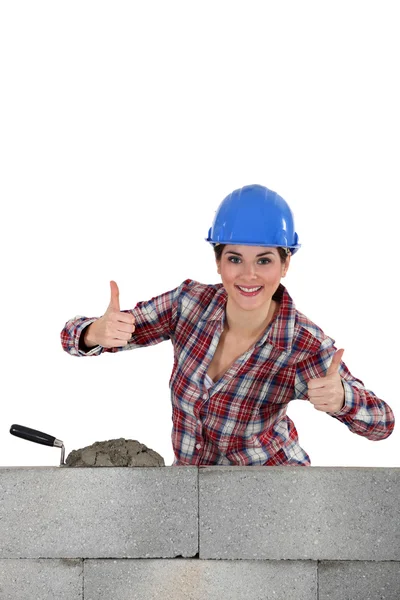 Woman bricklayer — Stock Photo, Image