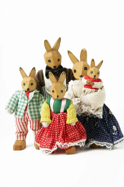 Familie van speelgoed konijnen — Stockfoto