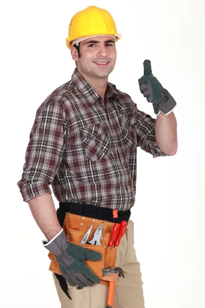 Builder giving thumbs-up — Stock Photo, Image