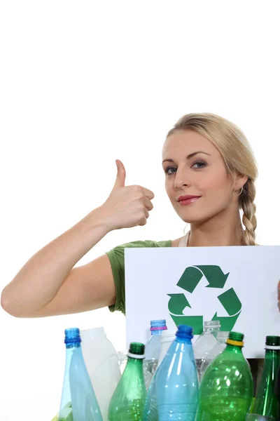 Recycling van plastic flessen — Stockfoto