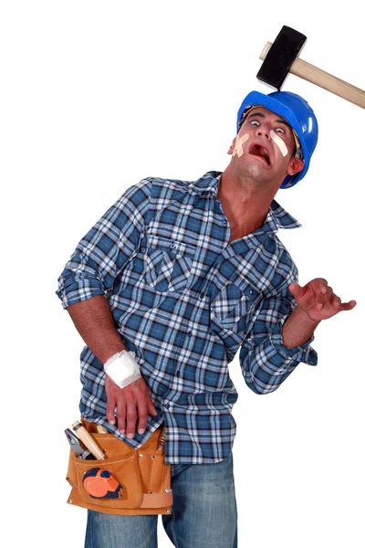 Accident prone construction worker — Stock Photo, Image