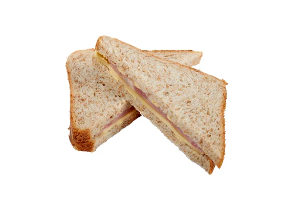 Quadratisches Schinken-Käse-Sandwich — Stockfoto