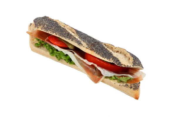 Sandviç beyaz arkaplanda izole edildi — Stok fotoğraf