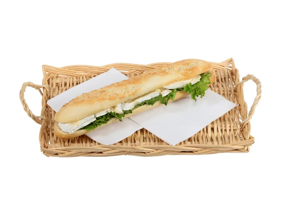 Sandwich on a wicker tray — Stock Photo, Image