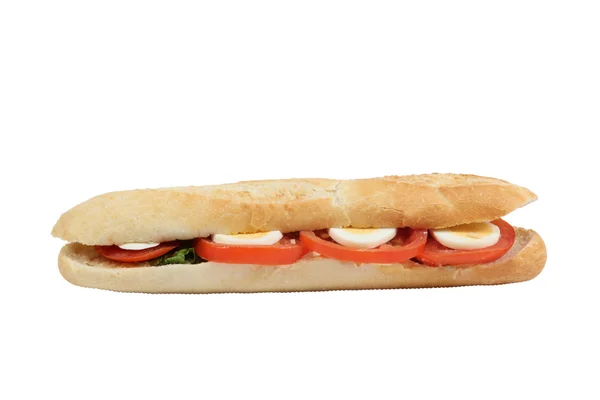 Egg and tomato baguette — Stock Photo, Image