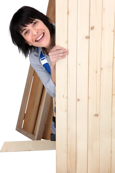 Mulher carpinteiro — Fotografia de Stock