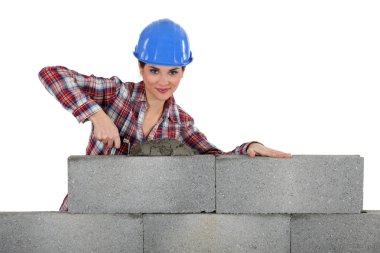 Female bricklayer clipart