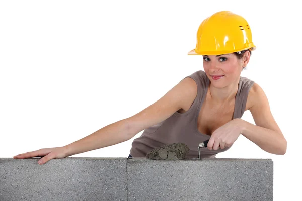 Kvinna byggnad vägg — Stockfoto