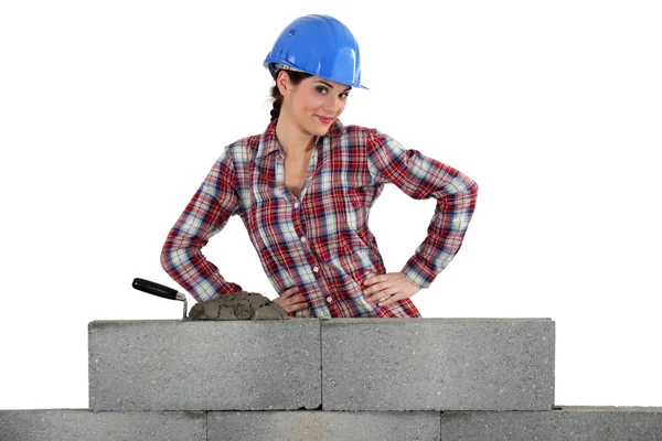 Female bricklayer — Stock Photo, Image