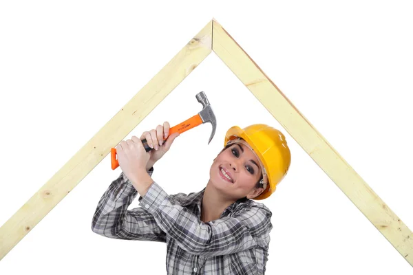 Female woodworker — Stock Photo, Image