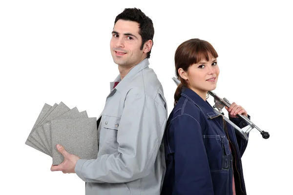 Couple prepared for tiling — Stock Photo, Image