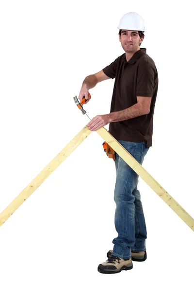 Bir apex çivileme marangoz — Stok fotoğraf