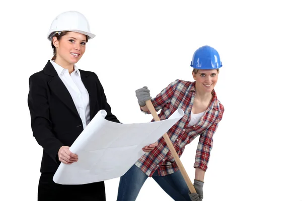 Female architect and builder — Stock Photo, Image