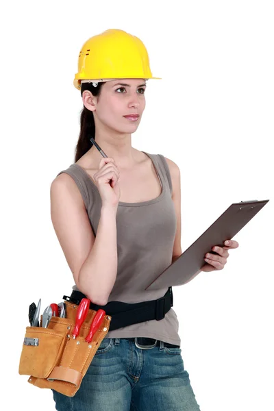 Woman with a clipboard — Stock Photo, Image