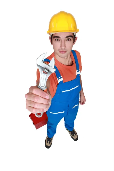 Worker with a spanner — Stock Photo, Image