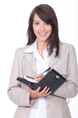 Young woman scheduling an appointment clipart
