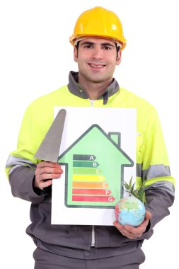 A mason showing energy class chart clipart