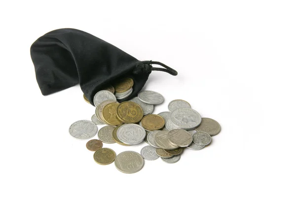 Pouch of coins — Stock Photo, Image