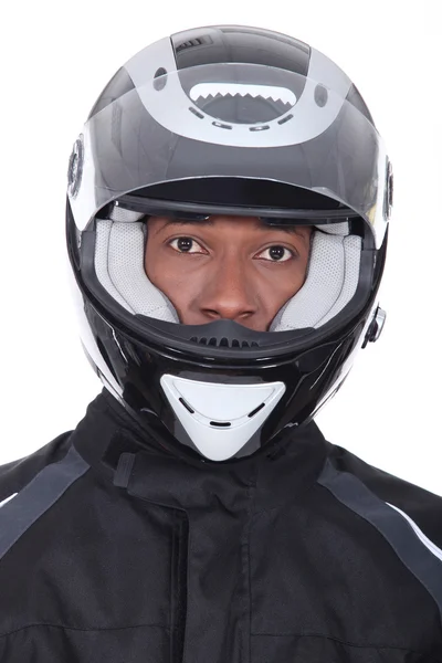 Man with bike helmet — Stock Photo, Image