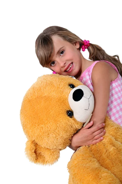 Дівчинка з іграшковим ведмедем — стокове фото