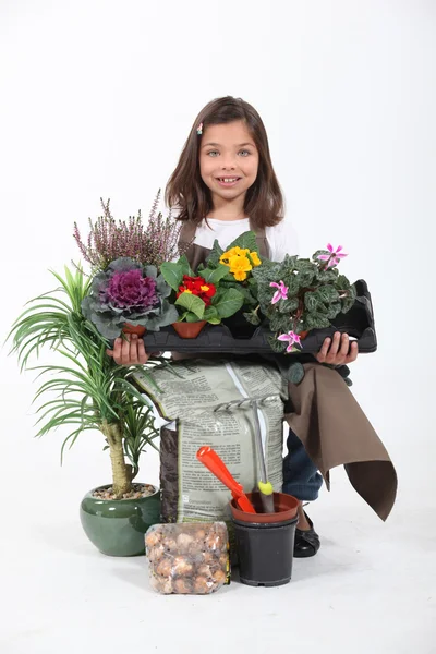 Retrato de uma jovem florista — Fotografia de Stock