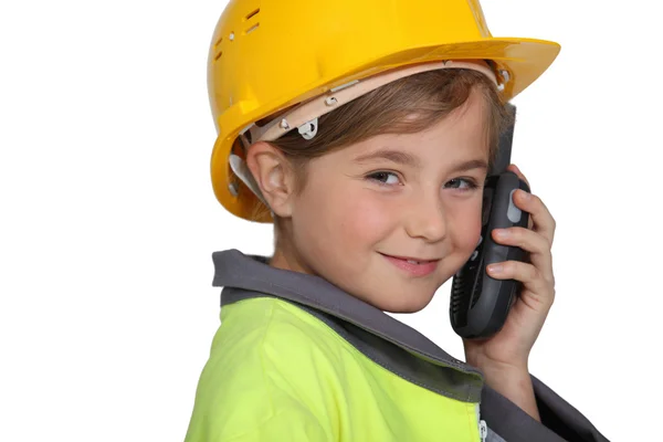 Retrato de una niña en ropa de construcción —  Fotos de Stock