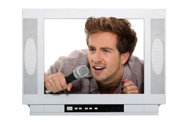 stock image Young male tv host