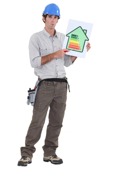 Electrician showing power house — Stock Photo, Image