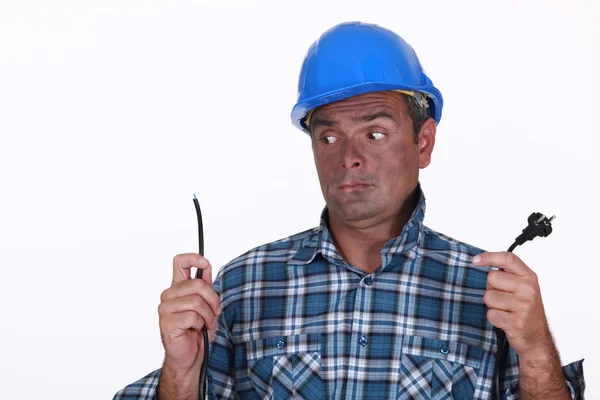 Shocked electrician — Stock Photo, Image