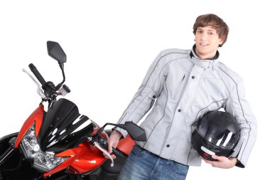 Young person with motorbike clipart