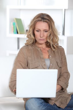 Woman with computer clipart