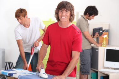 Boys cleaning the house clipart