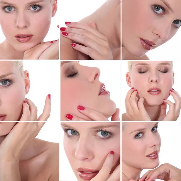 Collage of portraits of a young blond woman — Stock Photo, Image