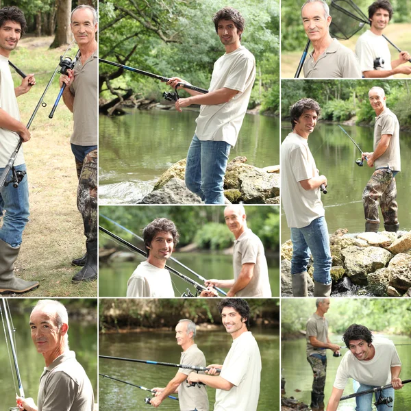 Montaje de dos hombres pescando — Foto de Stock