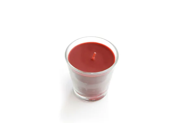 Red candle in a glass — Stock Photo, Image